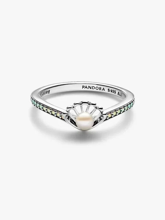 Pandora Disney Princess Ariel Shell Treated Freshwater Cultured Pearl Ring - Picture 2 of 5